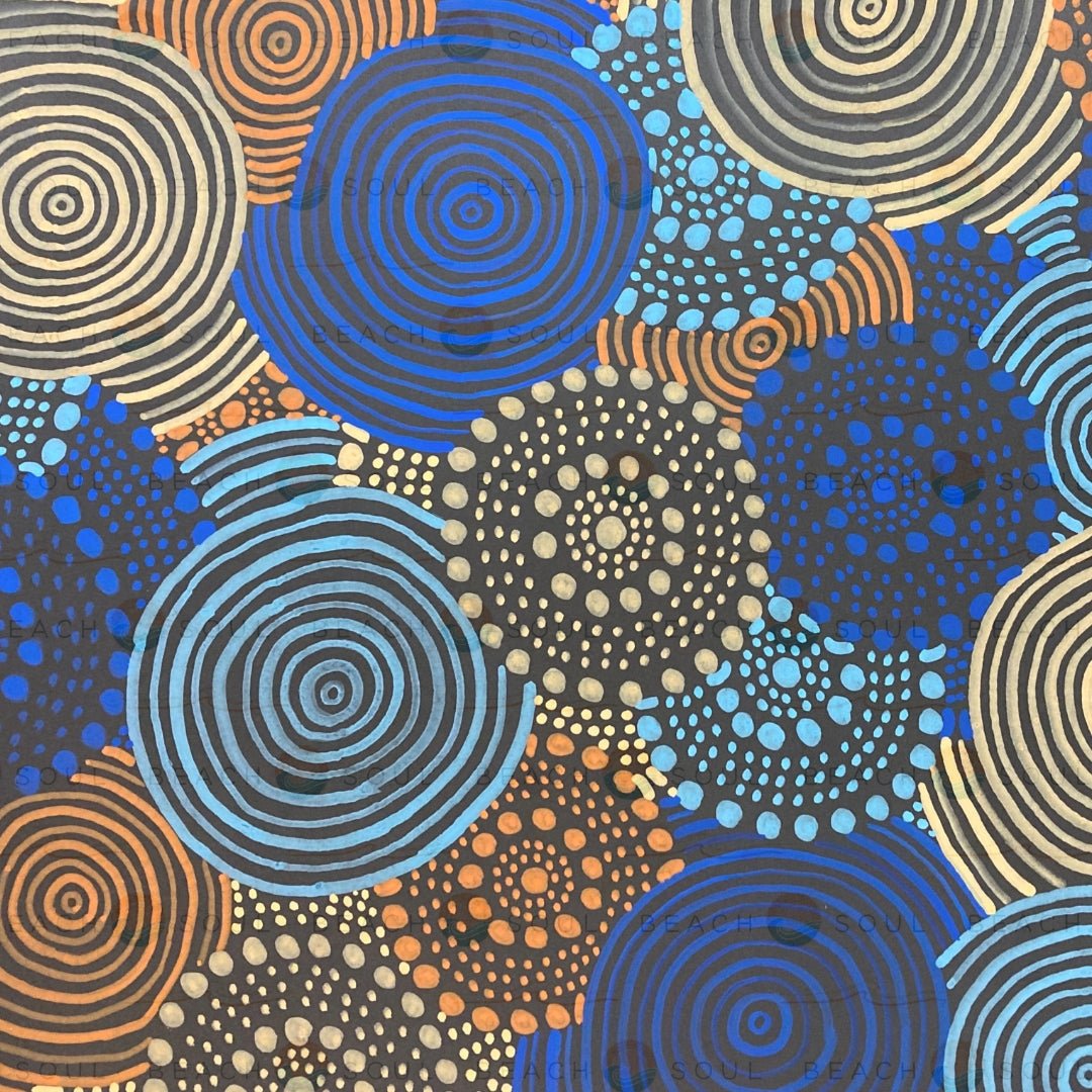 Close-up of the Indigenous artwork featured on the PRO Jamigam portable shower sleeve